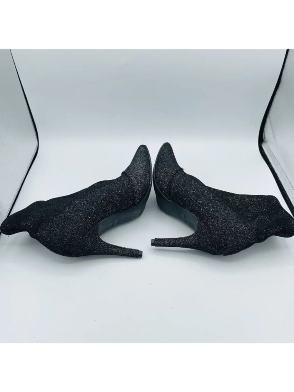 Baash Shoes Womens Size 7 Black Shiny Sparkly Glitter Ankle Booties Heels